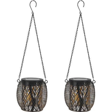 Ortviai Lanterne Solaire en Fer Forgé IP65 – Suspension Extérieure pour Jardin, Terrasse et Cour, 11 cm, Haute Luminosité (1/5)