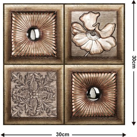 5 Pièces Autocollants muraux 3D autocollants pour chambre à coucher - Papier peint mousse décoratif pour fond de mur (1/2)