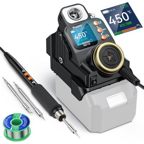 Cordless Soldering Iron, Digital Display 50W Soldering Iron, 90-450℃ Adjustable Temperature Suitable for 18-20V Battery, Fast Heating with 2 Soldering Iron Tips (Battery Not Included) (1/5)