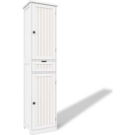 Armario alto de cocina MDF blanco 170x40x30 cm con 2 puertas y 1 cajón HOMVRA (1/5)