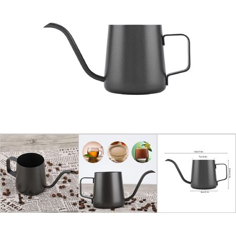 350 ml Edelstahl-Kaffeebereiter mit Schwanenhals für Filterkaffee, Teekanne, Kaffeekanne, Schwarz (1/4)