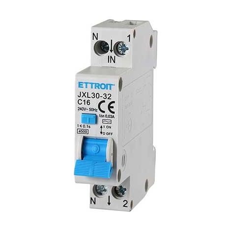 ETTROIT Fehlerstromschutzschalter 1P+N 16A C16 220V 4,5kA 30mA 1 DIN-Modul JX251640 (1/3)