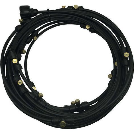 Système de brumisation 15m/18m pour jardin, brumisateur extérieur, kit de pulvérisation d’eau pour serre, humidification de patio, refroidissement terrasse - 15 mètres - Noir (1/4)