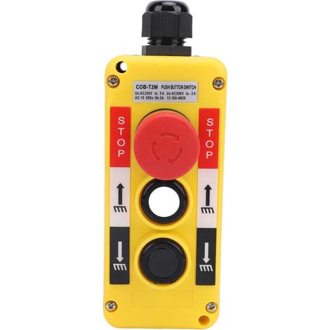 Drucktaster für Hebekrane, regensicherer 2-Tasten-Elektroschalter mit Not-Aus-Hebevorrichtung zur Steuerung
