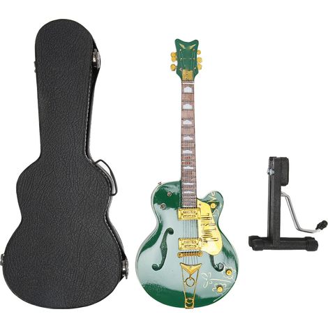 Guitare électrique miniature verte en bois avec support et étui, réplique d'instrument de musique, décoration 10 pouces (1/5)