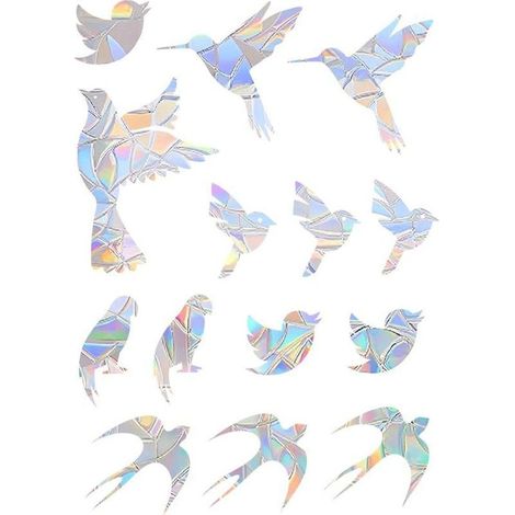 30 PCS Autocollants De Fenêtre Pour éviter Les Frappes D'oiseaux Autocollant Attrape-Soleil Coloré Autocollants D'oiseaux Non Adhésifs Autocollants De Fenêtre Papillon Réutilisables Colibri (1/5)