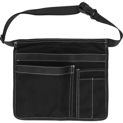 Sacoche à outils unilatérale à suspendre à la taille, en tissu Oxford résistant à l'usure, réglable, pour le jardin, noire (1/5)