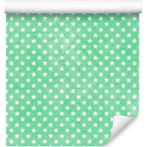 Carta da parati con stelle color menta, colore menta per soggiorno e camera da letto, 50x1000 cm. (1/5)
