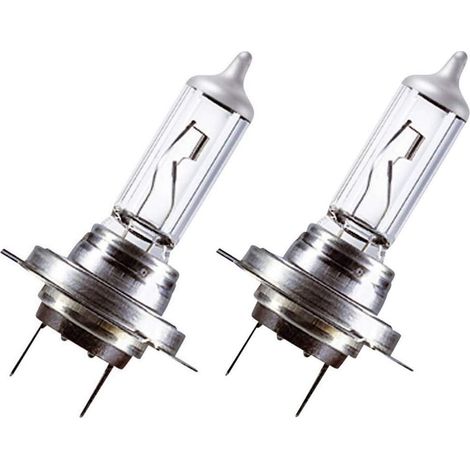 Ampoules H7 Halogènes Longue Durée - Lot de 2 - Verre avec Capuchon Argenté - Résistance Accrue jusqu'à 100 000 km - Pour Phares Avant Voiture - Blanc 3200K