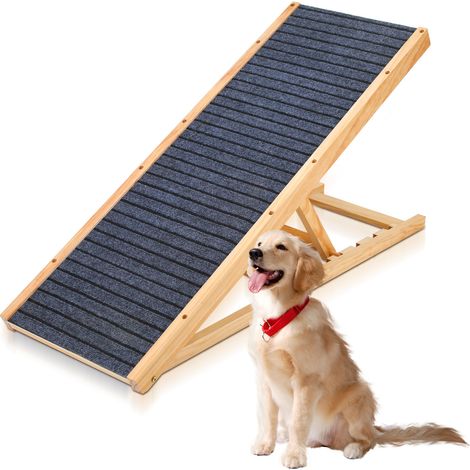 SWANEW Rampa per cani Animali domestici Regolabile in altezza con supporto in legno Collegamento senza soluzione di continuità della piattaforma di atterraggio Cani da pendio pieghevole - uso antisciv (1/4)