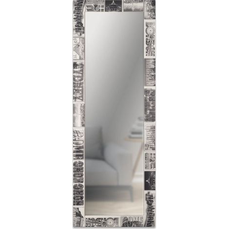 Lupia - Specchio da Parete Lungo MIRROR FANTASY VOYAGER 44x127cm, Design Moderno, Cornice in Legno Stampata, Per Camera da Letto, Soggiorno, Ingresso Voyager Black (1/4)