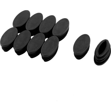 Lot de 10 embouts de pieds de chaise en plastique ovale noir 20 x 40 mm (1/5)