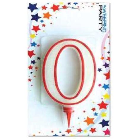 TrAdE Shop Traesio - Candela Gigante Glitter Numero 0 Compleanno Candelina Festa Animazione Party -