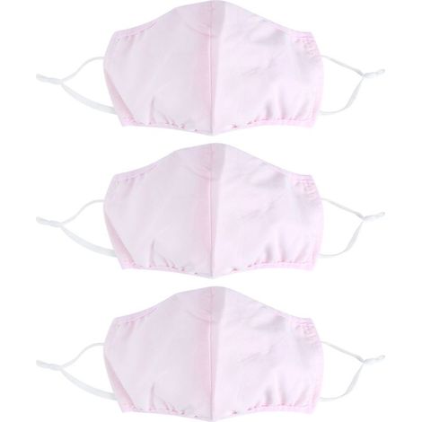 3 Pièces Masque Visage en Coton Lavable, Anti-Poussière Respirant pour Hommes et Femmes (Rose) (1/5)