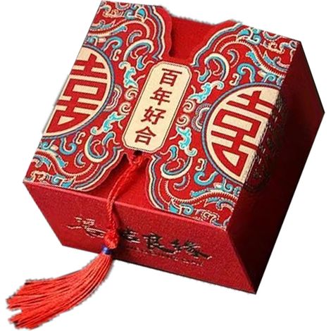 Geräumige Bonboniere im chinesischen Design, robust und vielseitig im Taschenformat, ideal als Gastgeschenkbox für Hochzeiten, Partys und Feiern, Modell 1 klein [6,5 x 6,5 x 4,5 cm / 2,6 x 2,6 x 1,8 Z (1/5)