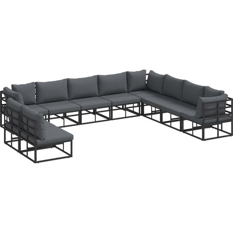 Maison Exclusive - Set Divano da Giardino con cuscino 10 pcs Nero Alluminio
