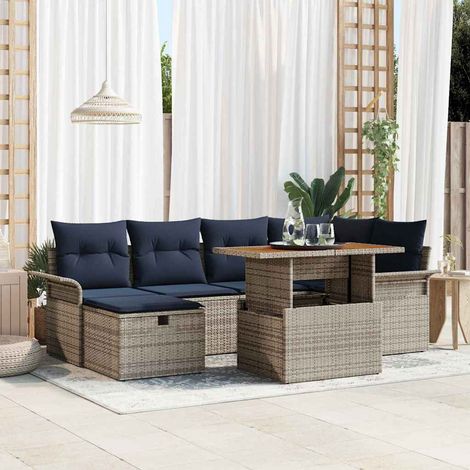 Set Divano da Giardino 7 pcs Grigio polyrattan vidaXL (1/5)