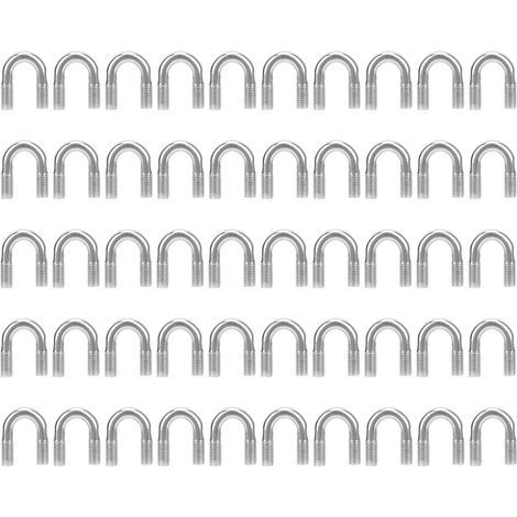 50 Pièces U Bolt Kit UShaped 304 Acier Inoxydable Stern Bow Eye Tie Accessoire Remplacement M6x8 (1/5)