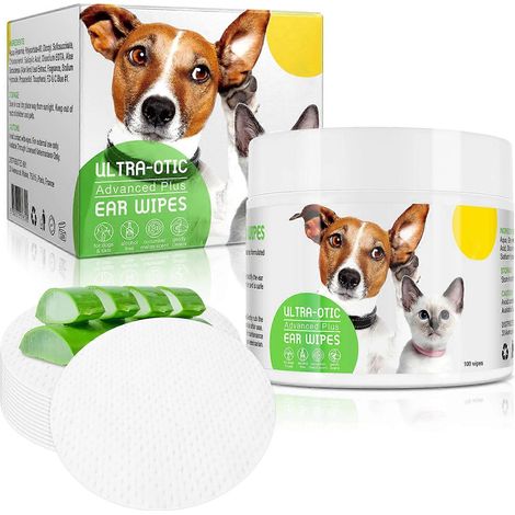 Lingettes pour oreilles de chien, faciles à utiliser, gants de soin pour les oreilles des animaux de compagnie (chien et chat). (1/4)