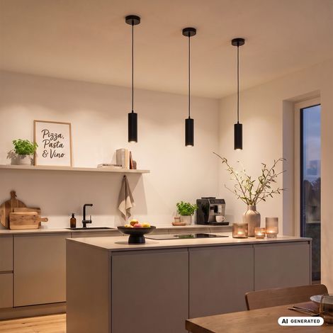 Briloner Suspension LED réglable en hauteur Ø10x120 cm douille GU10 max. 9W noir - Lampe suspendue salle à manger table salon