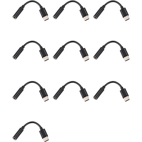 Lot de 10 adaptateurs de câble USB-C vers prise casque/écouteurs 3,5 mm, Type-C 3.1 mâle vers 3,5 mm femelle, compatibles avec Motorola Moto Z. (1/5)
