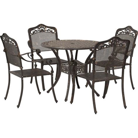 Maison Exclusive - Garten Essgruppe 5 pcs Bronze Aluminium
