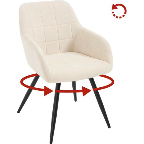 Woltu – Chaise pivotante en velours beige – Accoudoirs rembourrés – Dossier ergonomique – Design pivotant 360° – Pieds en métal antidérapants (1/5)