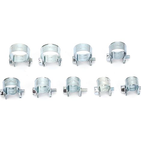 135 Stück verzinkte Mini-Kraftstoffschlauchschellen, Draht- und Rohrschellen, 8–18 mm (1/5)