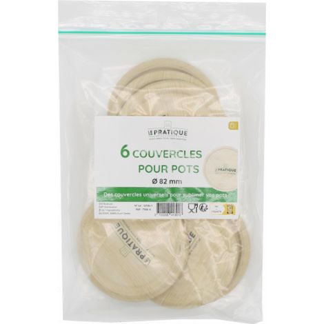 1 Holz-Effekt Deckel für Gläser ø 82 mm, 6er Pack - Praktisch