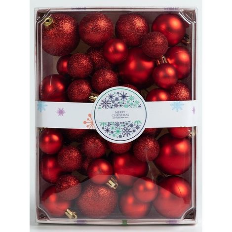 42-teiliges Weihnachtsbaumschmuck-Set (3/4/5 cm) – Christbaumschmuck in Geschenkbox (elektrolytisch beschichtet – glänzend und mit Glitzerfinish) (1/5)