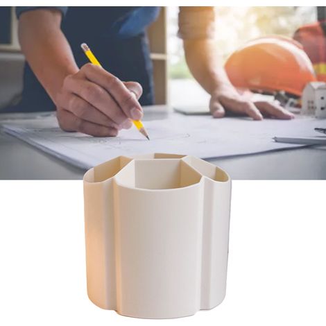 Boîte de rangement pour stylos, idéale pour les écolières, pot à crayons de bureau, pour petites filles, créative, tendance et mignonne, style Instagram, pot à crayons beige n°3 (1/5)