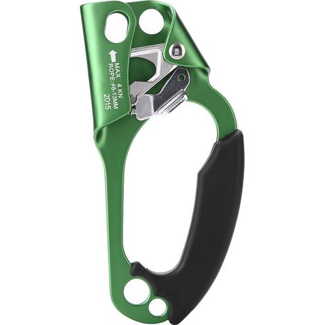 Pince à poignée pour corde d'escalade droite pour équipement d'escalade sur corde de 8 à 13 mm (vert)