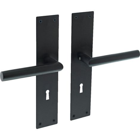 Intersteel Türdrücker Jura auf Schild 250x55x2 mm PZ 72 Edelstahl/Schwarz matt (1/3)