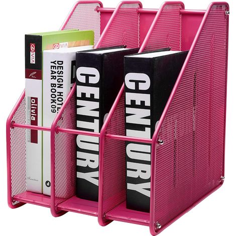 Zeitschriftenständer aus Metall mit 3 Fächern – Schreibtisch-Organizer in Rosa – Aufbewahrung für A4-Dokumente (1/5)