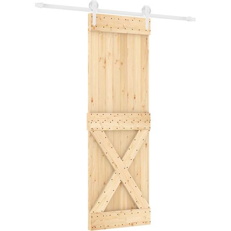 Schiebetür Natürlich und Weiß 70 x 210 cm Massivkiefer vidaXL (1/5)