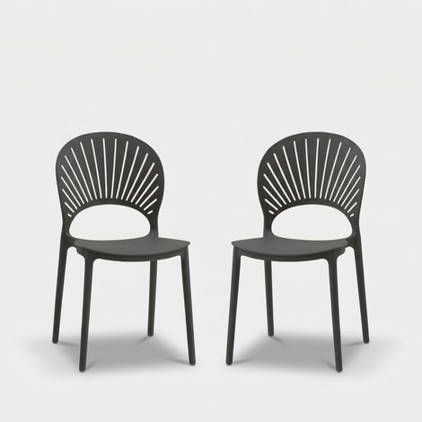 Set 2 sedie da pranzo impilabili per cucina e soggiorno Sole - Grigio (1/5)