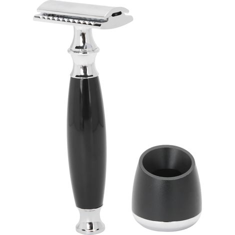 Rasiererständer mit Klingenhalter für die traditionelle Rasur, Friseurzubehör, Schwarz (1/5)