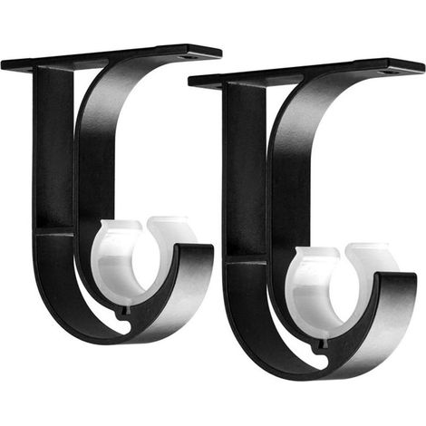Curtain Rod Brackets-2pcs-Decorative Rod Hooks-Black Heavy Duty Curtain Rod Brackets (1/5)