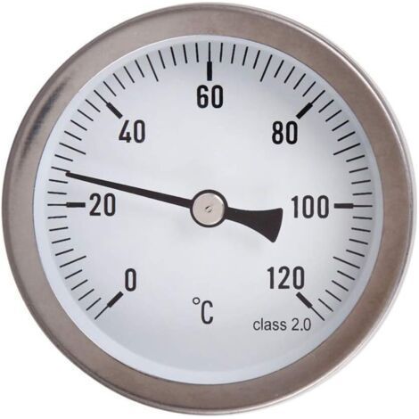 Thermomètre Analogique 63mm Thermomètre à Cadran Horizontal, Thermomètre Horizontal Indicateur à Cadran en Aluminium 0-120°C (1/5)