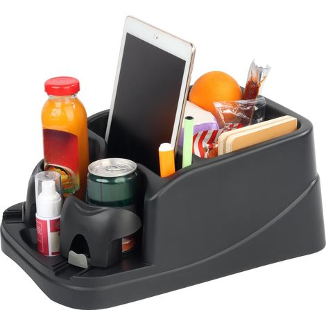 Organizer universale per console centrale per auto, camion, minivan, SUV, organizer per console auto con 2 portabicchieri regolabili, cintura di sicurezza per una vestibilità sicura.