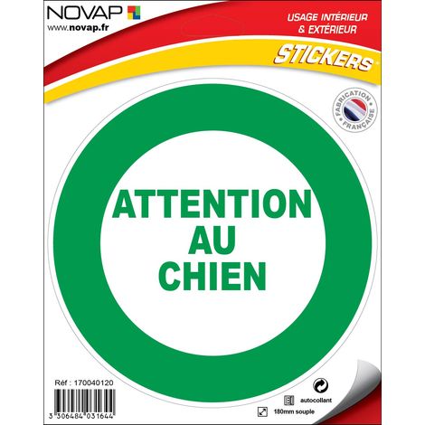 Panneau Attention au chien - Vinyle adhésif Ø180mm - 4031644