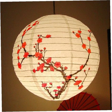 35cm Lanternes Japonaises en Fleur De Prune Rond Lampe De Papier À Ombre (1/4)