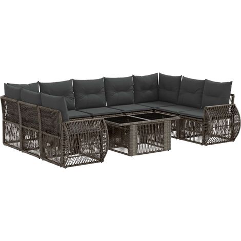 Set Divano da Giardino 10 pz Grigio e Grigio Scuro polyrattan vidaXL (1/5)