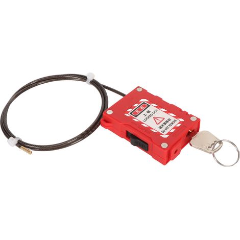 Cadenas de sécurité robuste, rouge, réglable et antirouille, à câble, pour l'entretien d'équipements industriels, l'automobile et l'industrie chimique. (1/5)