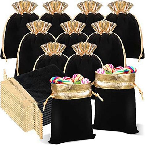 30 Stück Schmuckbeutel, Kordelzugbeutel, Geschenktüten, Aufbewahrungsbeutel für Hochzeitsbonbons (schwarz)