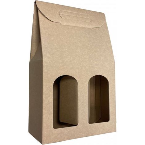 IMBALLAGGI 2000 - 20 Scatole Portabottiglie Marrone - Scatole di cartone per bottiglie di vino prosecco champagne - Confezione da 2 bottiglie - Ideali per Natale e occasioni speciali