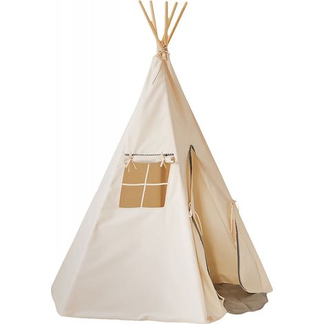 Ensemble Tente tipi et matelas enfant natural colors - Beige, gris (1/5)