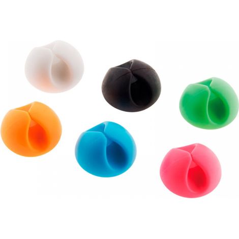Paquete de 10 clips autoadhesivos para cables y alambres, abrazaderas de cabecera, organizador de cables, un solo puerto (colores aleatorios) (1/4)