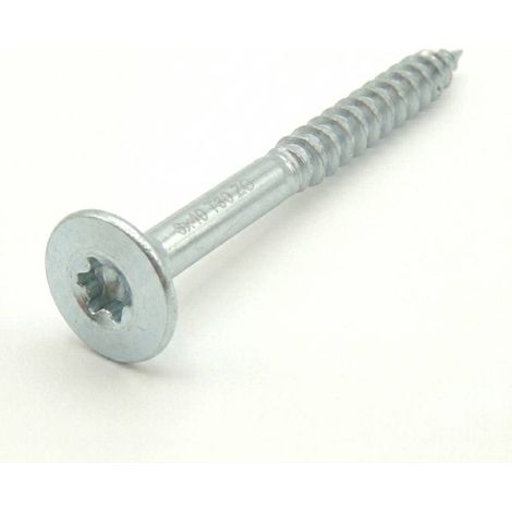 100 Vis De Construction À Tête Fraisée Cs 06220 - 6X220 mm T30 Zingué Blanc - D-Work