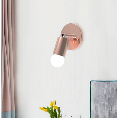 Douille E27 pour lampe de chevet, lampe de lecture ou miroir de coiffeuse applique murale E26 moderne et minimaliste, or rose (1/5)